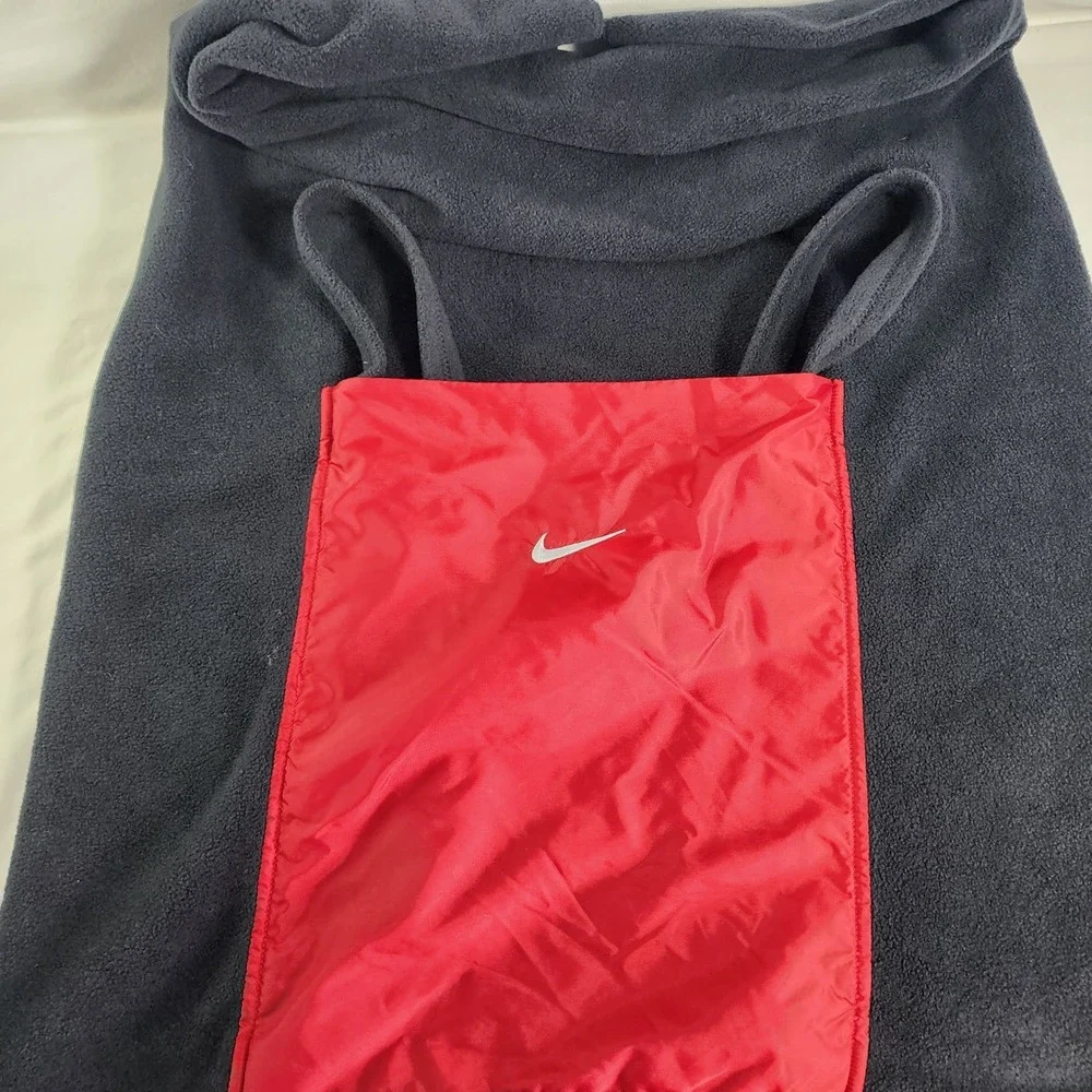 Y2K Nike Fleece Blanket Backpack 59x39 Black Red Packable Travel Vacation Game